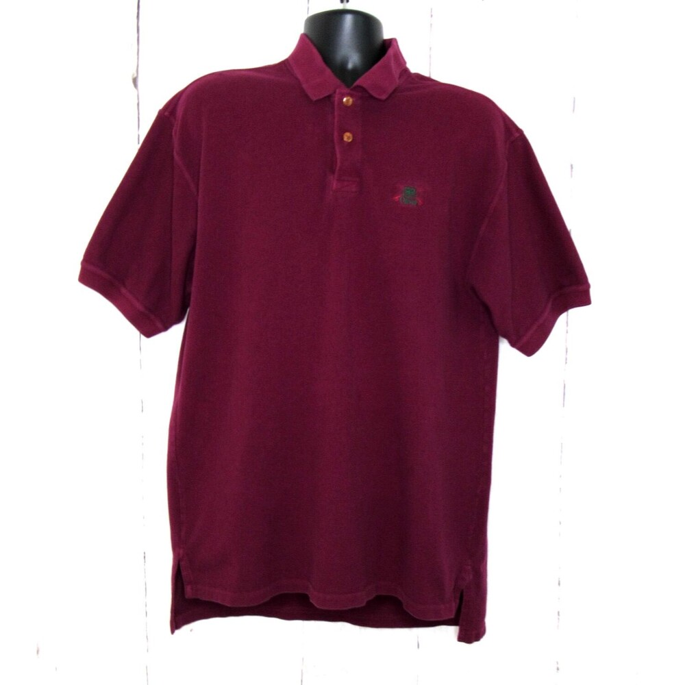 Orvis Men's Large Polo Shirt Burgundy Short Sleeve Heavyweight Cotton Fishing